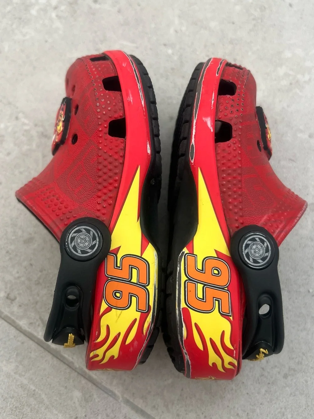 CROCS Red Kids Clogs with Lightning Car Character
